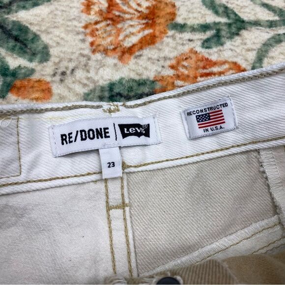 RE/DONE x Levi’s Patched Denim Shorts Size 23 high rise white tan vintage - Picture 3 of 9